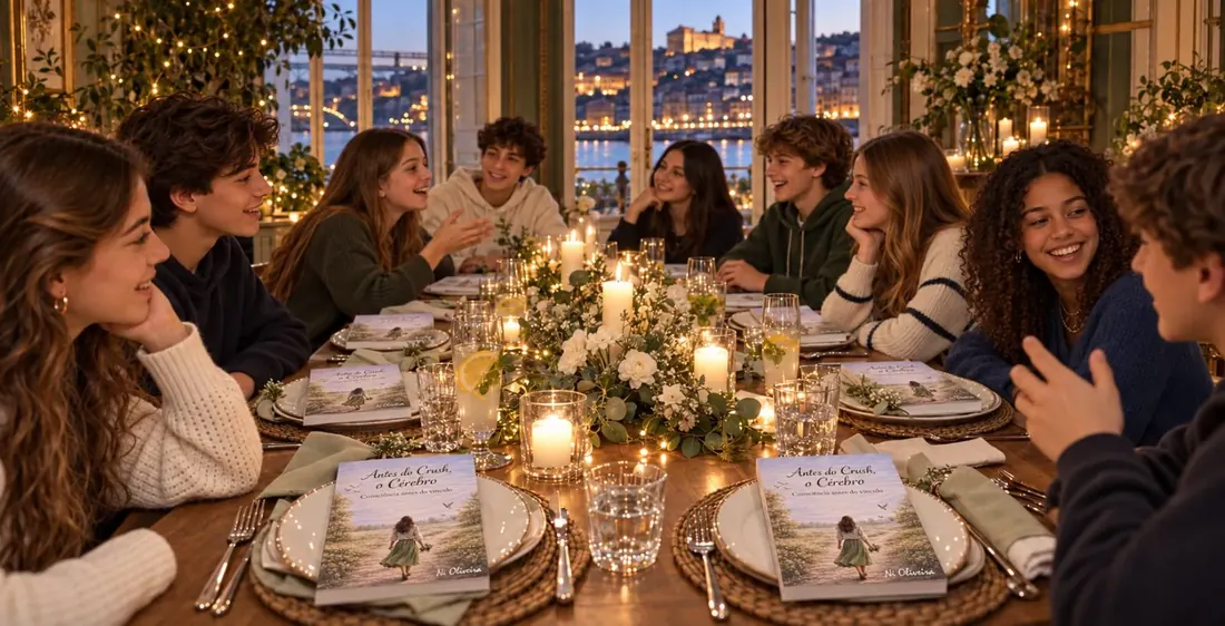 Jovens do Encontro Jovem ANTES num jantar com livros no Porto